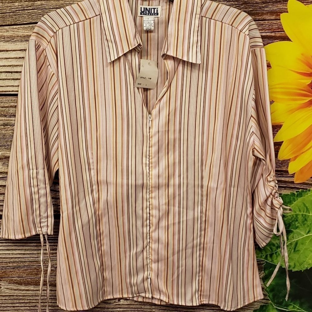 Uniti Stretch mid Sleeve Multicolor striped shirt
